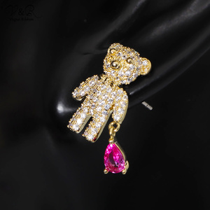 V & R Mode Bijoux Saint Valentin Cadeaux Plaqué <span class=keywords><strong>Or</strong></span> Mignon Coeur <span class=keywords><strong>Ours</strong></span> En Cristal <span class=keywords><strong>Boucle</strong></span> <span class=keywords><strong>D</strong></span>'oreille Pour Les Femmes - Product Image 5