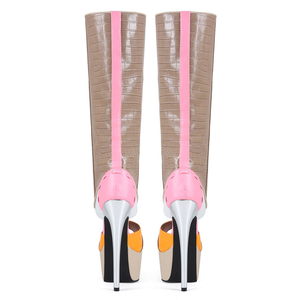 Botas Altas Personalizadas con Punta Abierta y Tacón Alto para Mujer, Sandalias con Forma de Corazón, Talla Grande 47, Zapatos con Parches, Plataforma, Botines Largos - Product Image 6