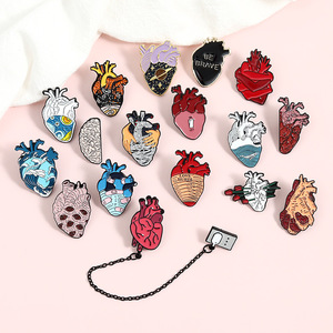 Organes Médicaux Créatifs Cerveau Poumon Coeur Poitrine Utérus Fleur Vague <span class=keywords><strong>Mécanique</strong></span> Coeur Émail Broche - Product Image 3