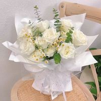 Bouquet de roses blanches - Cadeau d'anniversaire pour petite amie et meilleure amie. Cadeau romantique imperméable et recyclable