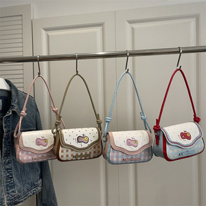 2026 New Niche Apple Shape <b>Bag</b> Lace <b>Patchwork</b> Shoulder Crossbody <b>Bag</b> Cute Girls Designer Handbag - Product Image 1