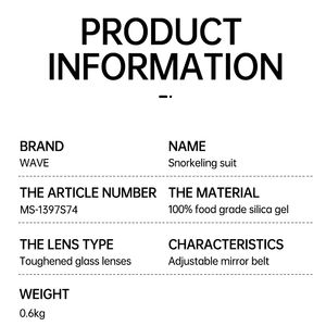 लहर स्नोर्कल मुखौटा सेट सूखी शीर्ष स्नोर्कल सिलिकॉन डाइविंग मुखौटा सेट पीवीसी/सिलिकॉन डाइविंग चश्मा मुखौटा सेट - Product Image 6