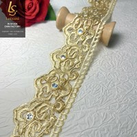 Bande de dentelle tressée brodée de sequins LEIXUSI, style ethnique traditionnel, pour accessoires de vêtements et projets DIY faits main