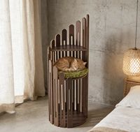 Vente directe usine : Arbre à chat classique multi-niveaux en bois et lin, écologique, facile à assembler pour les animaleries