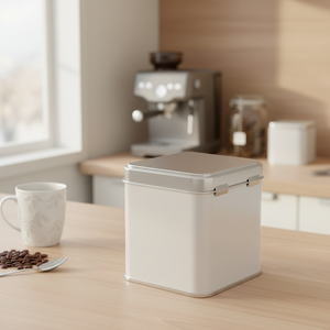 Caja de Hojalata Cuadrada Kontensan de 500 ml para Té, Café y Bebidas Calientes, 75 x 75 x 102 mm, 0.5 L, con Tapa Abatible, Modelo L502 - Product Image 3