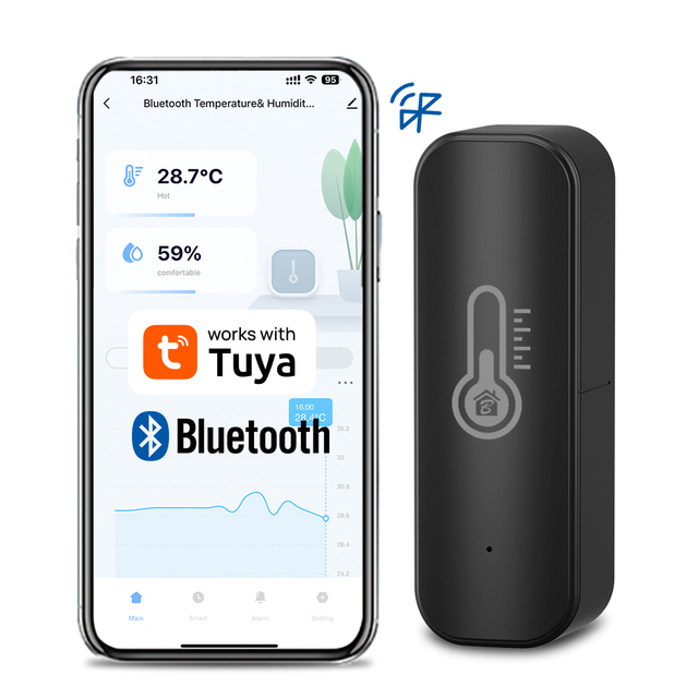 TUYA  Temperature & Humidity Sensor Black or White High Sensitive Weather Thermometer Hygrometer Add Directly Via Phone