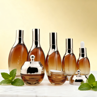 Ensemble d'emballages cosmétiques en verre ovale pour soins de la peau, pots et flacons avec pompe/pipette pour sérum/lotion