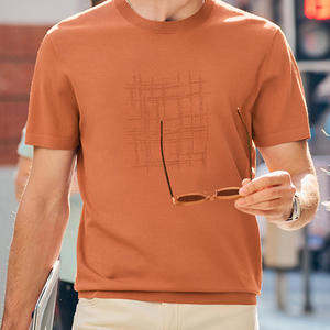 เสื้อถักไหมพรมแขนสั้นสำหรับผู้ชายเสื้อถักโครเชต์เสื้อถักแบบถักโลโก้ออกแบบได้ตามต้องการ - Product Image 3