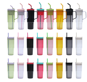 Vaso de Plástico de 40 oz (1000 ml) Libre de BPA con Asa y Pajita, Taza de Viaje Grande Reutilizable para Auto - Product Image 6