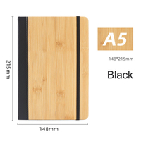 Libreta A5 de Bambú Negro con Hilo de Cuero, Encuadernada y con Correa, Impresión Térmica, Ideal para Reuniones de Oficina, Negocios, Regalo Perfecto, Venta al Por Mayor