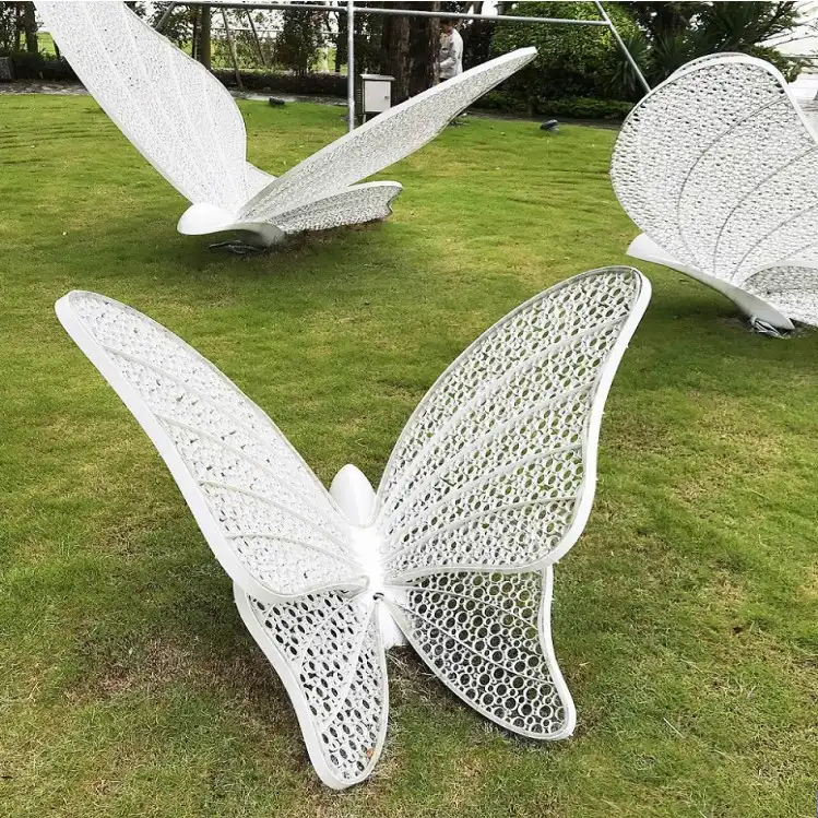 Outdoor Decoration Colored Artificial Butterfly Stainless Steel Sculpture