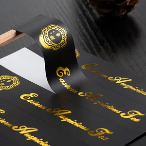 Stampaggio in oro, adesivi personalizzati personalizzati per etichette in vinile adesivo per l'imballaggio dei prodotti