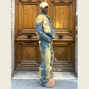 Jeans DiZNEW 2025 para <span class=keywords><strong>Hombre</strong></span>, Talla Grande, Conjunto de Jeans con Proceso de Lavado Complejo para un Efecto de Borde Deshilachado - Product Image 3