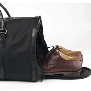 Nylon Leather Trim 2 in 1 Hanging Suit Bag Carry <strong>on</strong> Shoe Compartment Weekend Trip Bag Travel Convertible Garment Duffel Bag - Product Image 4