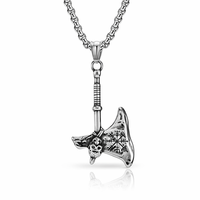 Collier pour homme en acier inoxydable avec pendentif hache viking nordique, design crâne et runes, vente chaude