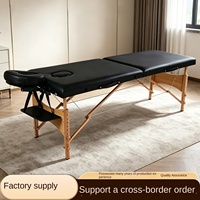 Table de massage pliable portable en bois de hêtre, réglable, multifonctionnelle, design moderne et minimaliste pour salon de beauté, spa à domicile