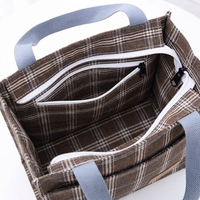 Sac fourre-tout à carreaux sur mesure, grande capacité, en tissu imperméable avec doublure TC, idéal pour les trajets quotidiens et les repas.