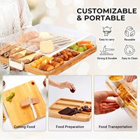 Vente en gros Planche à fromage gravée de voyage portable avec couvercle Planche à fromage 6 compartiments en bambou pour charcuterie avec couvercle