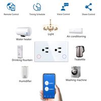 Prise intelligente Tuya Zigbee Wi-Fi avec compteur de puissance, panneau en verre trempé, commande vocale Alexa, prise US