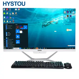 HYSTOU คอมพิวเตอร์ตั้งโต๊ะราคาถูก I7 8565Uu 4G RAM 256 SSD,คอมพิวเตอร์ตั้งโต๊ะพร้อมเว็บแคมแบบออลอินวันพีซีขนาด23นิ้ว