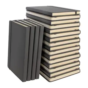 New Work Office Hardcover Magazine A5 Elastic Notebook Rounded Corners Grey Journals Leather Nutrition