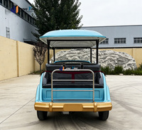 Voiturette de golf électrique classique rétro 8 places, véhicule de tourisme durable avec auvent de protection pour hôtels, stations balnéaires et transport en parc
