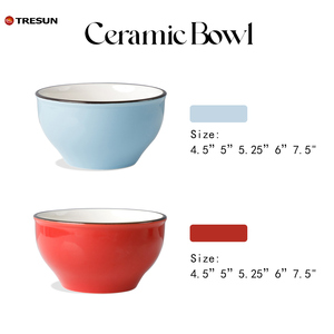 4.5 Inch 10 oz Small Glossy <strong>Red</strong> Blue <strong>Microwave</strong> &amp; Dishwasher Safe Ceramic Rice Bowl - Product Image 5