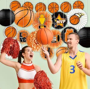Basket-ball bannière papier lanternes sport nid d'abeille centres <span class=keywords><strong>de</strong></span> <span class=keywords><strong>table</strong></span> ventilateurs <span class=keywords><strong>de</strong></span> papier découpes <span class=keywords><strong>de</strong></span> basket-ball fournitures <span class=keywords><strong>de</strong></span> fête pour garçons anniversaire - Product Image 1