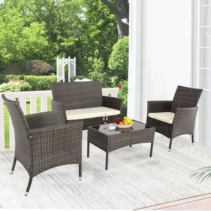 Lot <span class=keywords><strong>de</strong></span> 4 canapés <span class=keywords><strong>de</strong></span> conversation en plastique avec coussins pour patio, <span class=keywords><strong>jardin</strong></span> et cour. - Product Image 1