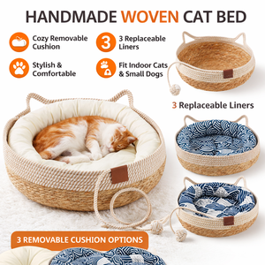 Coussin pour chat en fibre de polyester fait main avec rembourrage épais, panier décoratif pour animaux de compagnie d'intérieur - Product Image 1