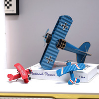 Simulation américaine Placage Meuble TV Étagère Décorations Maison Salon Ornements en métal Logo Thème Rétro Modèle d'avion en fer