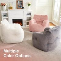Fauteuil pouf compact pour adulte, sans structure, compressé sous vide, avec accoudoirs, en tissu pelucheux, garnissage en mousse