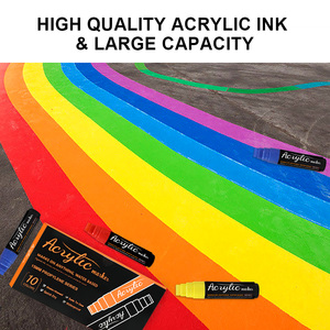 Tùy Chỉnh Màu Sắc Jumbo Graffiti Đánh Dấu Bút 15Mm Cảm Thấy Tip Chất Lượng Cao Acrylic Mực & Công Suất Lớn 10 Màu Sắc Acrylic Sơn Đánh Dấu - Product Image 3