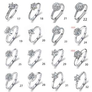 Bague de mariage et de fiançailles en diamant Moissanite plaqué argent pour femme, anneau de luxe en Zircon réglable S925, bon marché, 40 modèles - Product Image 3