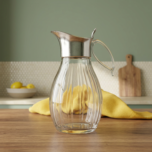 Pichet à eau en verre vintage et carafe - Pichet à boissons écologique de 1,8 L avec design cannelé et côtelé - Décoration de mariage - Product Image 5