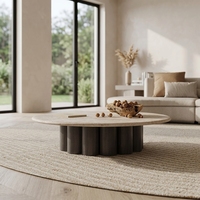 Table basse moderne du milieu du siècle, base irrégulière, plateau rond en marbre, table centrale