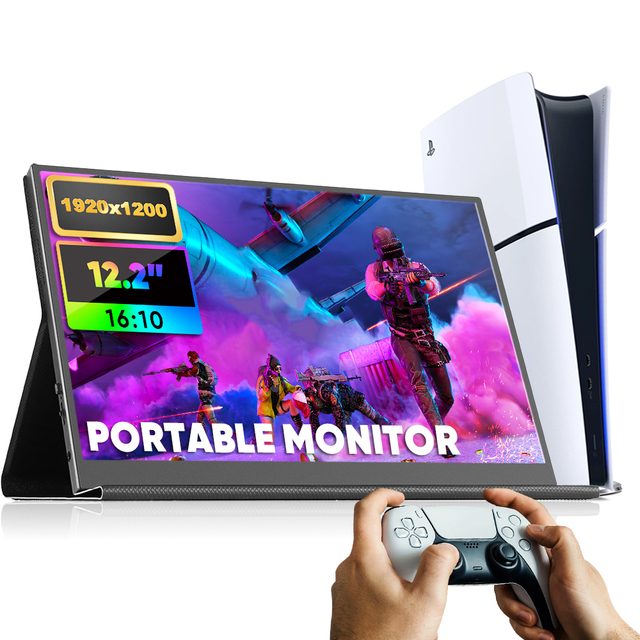 12.2 Inch Portable Monitor 1920*1200 IPS LCD HDR Dual Computer Display Low-Blue Light LED HD VESA Mountable Business Black