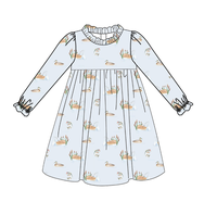 Puresun – robe florale pour filles, style Vintage, imprimé canard, col à volants, manches longues, robe à fleurs pour tout-petits