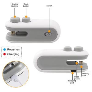 เครื่องซีลถุงขนมขนาดเล็กแบบพกพา ชาร์จผ่าน USB 2 in 1 พร้อมที่ตัดและแม่เหล็กสำหรับถุงพลาสติก - Product Image 2