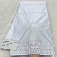Tissu en dentelle de coton pur africain tissé écologique NI.AI avec broderie plissée en voile pour matériaux de robes de cérémonie pour garçons