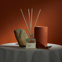 Set Diffuser Aroma Reed Minyak Esensial Alami Pengharum Ruangan Botol Kaca Kustom Mewah Dengan Tongkat Kemasan Silinder Kotak