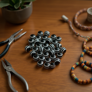 Perline a strisce Ilan Abalorio da 8 mm per la creazione di gioielli - Product Image 3