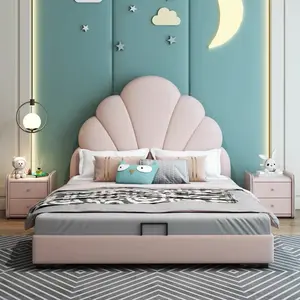 CK19畅销舒适女童床木质实心底座1.5米1.8米单尺寸床架待售粉色大床