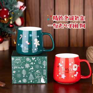 Christmas Cartoon Ceramic <b>Mug</b> 400ml Screen Printing Holiday Gift For Couple - Product Image 3