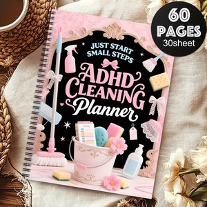Planificador de limpieza Adhd, cuaderno en espiral de 60 páginas, estilo japonés y coreano, para organización del hogar y gestión de tareas - Product Image 1