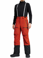 Celana Ski Salju Pria Custom, Anti Air, Bernapas, Pelindung UV, Berlapis Fleece, Kancing & Ritsleting, Hiking Outdoor, Dilengkapi Tali Selempang