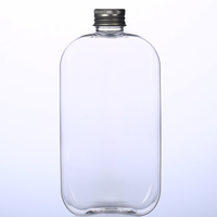 Vide 350ml 12oz jetable carré plat infusion à froid café PET tasse lait Boba thé jus bouteille en plastique transparente avec couvercle en argent