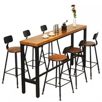 Ensemble de meubles de salle à manger modernes et écologiques, table haute en fer forgé, table basse, table de bar longue et étroite