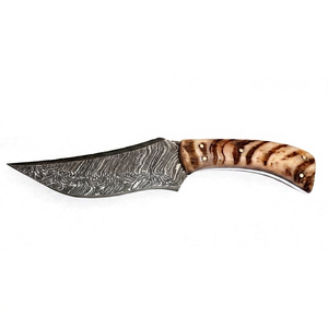 Handcrafted Patterned Steel Curved Utility <b>Craft</b> <b>Tool</b> Textured Stag Horn Handle Executive Display Piece - Product Image 1