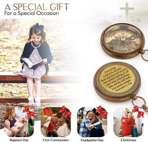 Hombres mujeres bautismo confirmación comunión brújula Pantalla de madera brújula caja graduación regalos para estudiantes niños - Product Image 5